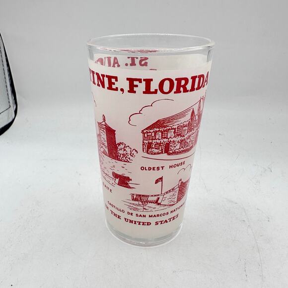 Vintage Florida St Augustine Souvenir Glass Frosted Tumbler Hazel Atlas MCM - Picture 8 of 9